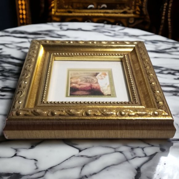 Angels  Mini 2x2" Print in a 6x6 Parisian Antique Baroque Wood Gold-Tone Frame - Picture 2 of 5